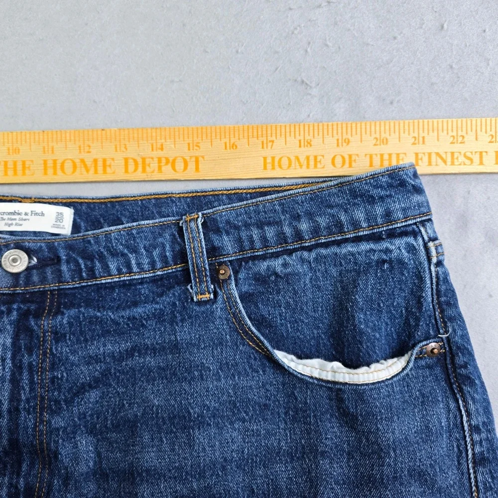 Abercrombie & Fitch The Mom Short Curve Love Women 20‎ 35 Blue High Rise Denim